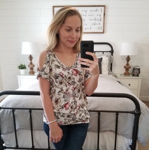 NWT NAIF Floral Cold shoulder Top